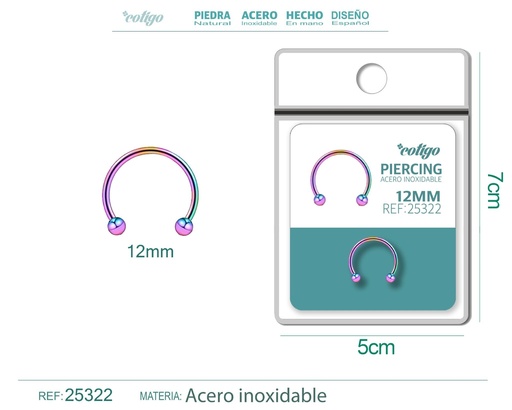[25322] Piercing de acero antialérgico multicolor - Joyas de body piercing