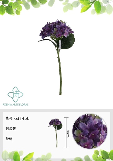[631456MORADO] Ramo decorativo de flores artificiales - 36 cm en 3D