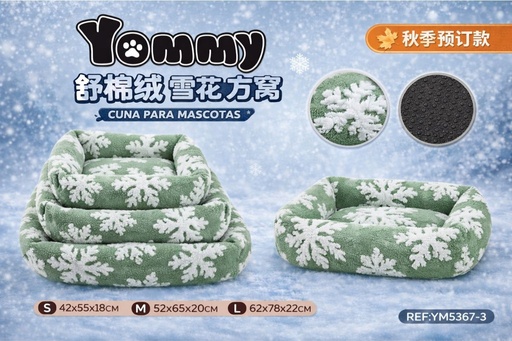 [YM5367-3] Cuna de perro de terciopelo con forma cuadrada color verde - Accesorios de cama para mascotas