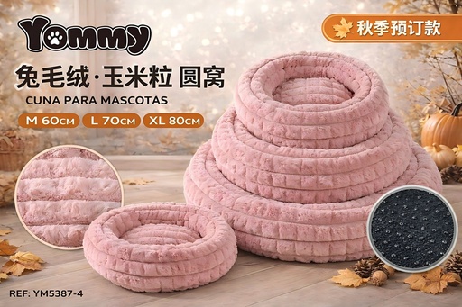 [YM5387-4] Cuna de perro de felpa color rosa - Accesorios de cama para mascotas