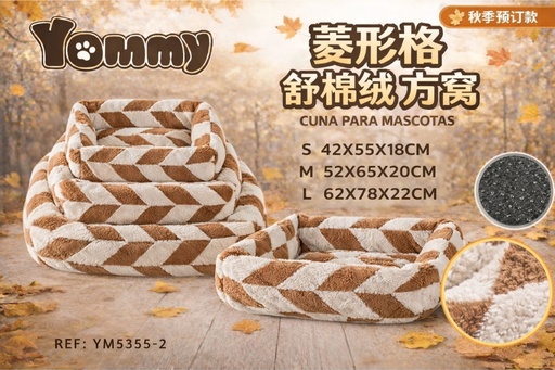 [YM5355-2] Cuna de perro de terciopelo color marrón - Accesorios de cama para mascotas