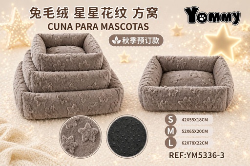 [YM5336-3] Cuna de perro de felpa color marrón con forma de cuadro - Accesorios de cama para mascotas