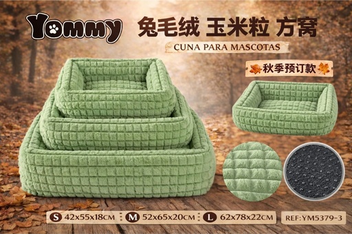 [YM5379-3] Cuna de perro de felpa color verde - Accesorios de cama para mascotas