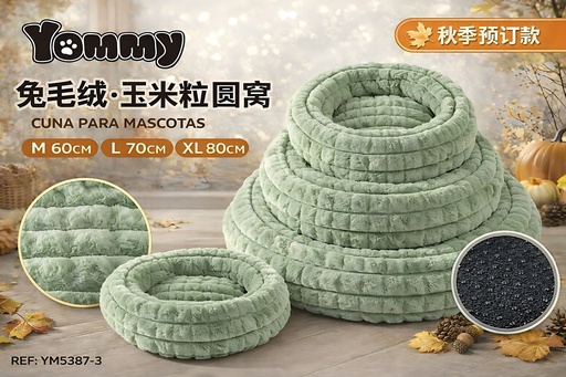 [YM5387-3] Cuna de perro de felpa color verde - Accesorios de cama para mascotas