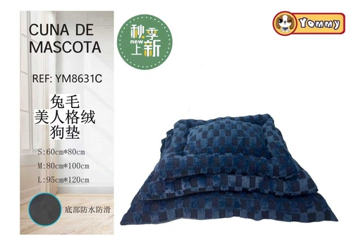 [YM8631C] Cuna de perro de pelo de conejo de tres piezas color azul marino - Artículos para mascotas