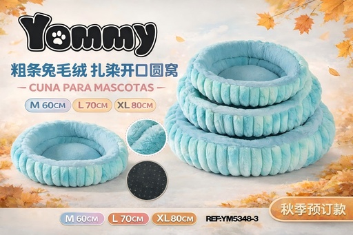 [YM5348-3] Cuna de perro de felpa de diseño a rayas en verde - Accesorios para mascotas