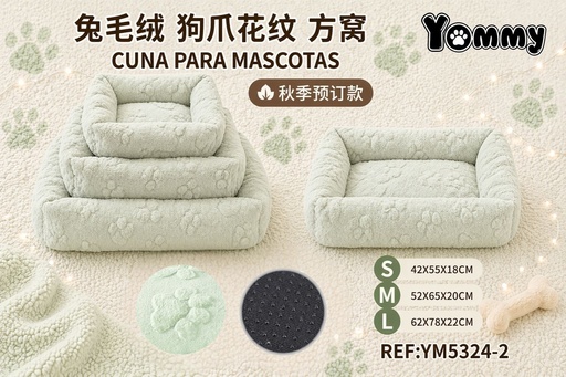 [YM5324-2] Cuna de perro de diseño de patas de conejo en color verde - Accesorios para mascotas