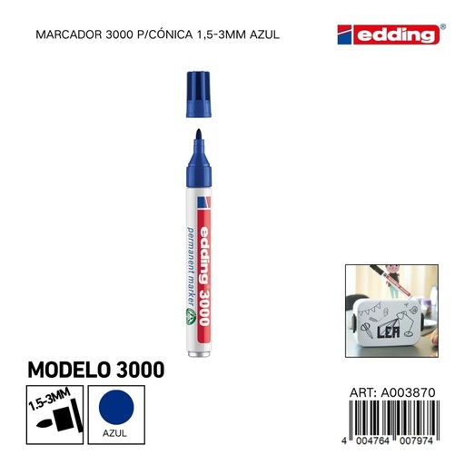[A003870] EDDING marcador 3000 p/cónica 1.5-3mm azul - Material de oficina