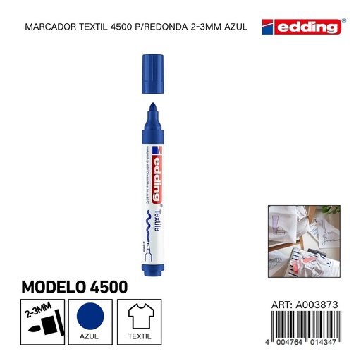 [A003873] EDDING marcador textil 4500 p/redonda 2-3mm azul - Material de oficina