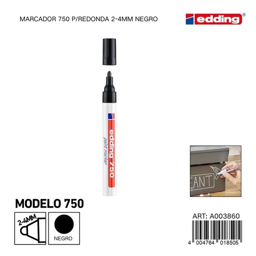 [A003860] EDDING marcador 750 p/redonda 2-4mm negro sin traspaso - Material de oficina