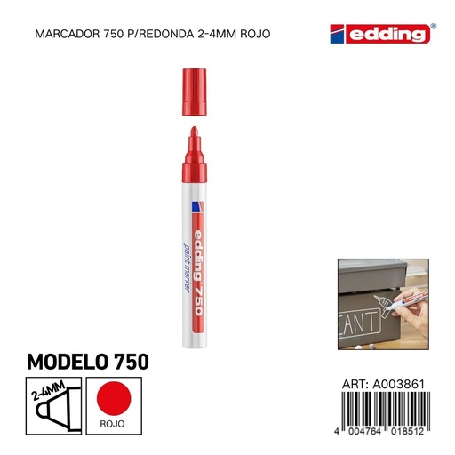 [A003861] EDDING marcador 750 p/redonda 2-4mm rojo sin traspaso - Material de oficina