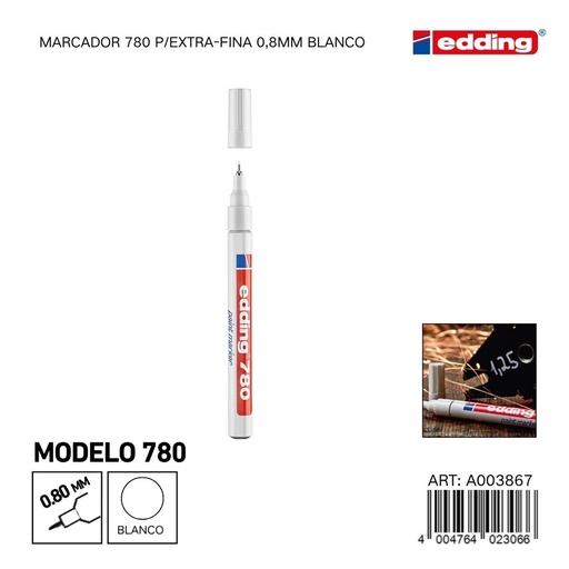 [A003867] EDDING marcador 780 p/extra-fina 0.8mm blanco sin traspaso - Material de oficina