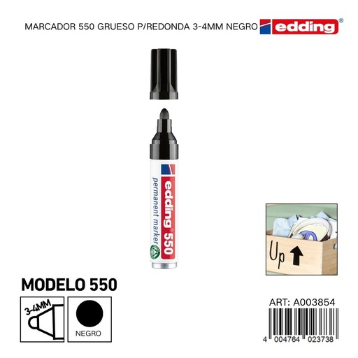 [A003854] EDDING marcador 550 grueso p/redonda 3-4mm negro - Material de oficina