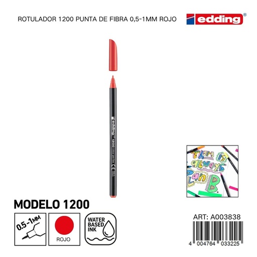 [A003838] EDDING rotulador 1200 punta de fibra 0.5-1mm rojo - Material de oficina