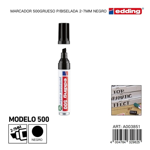 [A003851] EDDING marcador 500 grueso p/biselada 2-7mm negro - Material de oficina