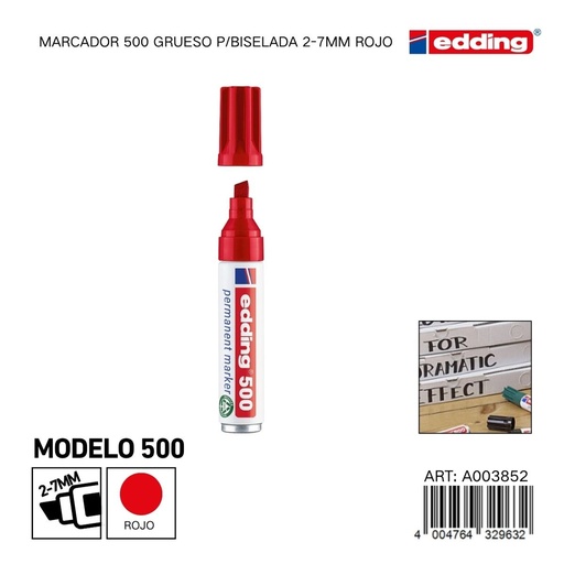[A003852] EDDING marcador 500 grueso p/biselada 2-7mm rojo - Material de oficina