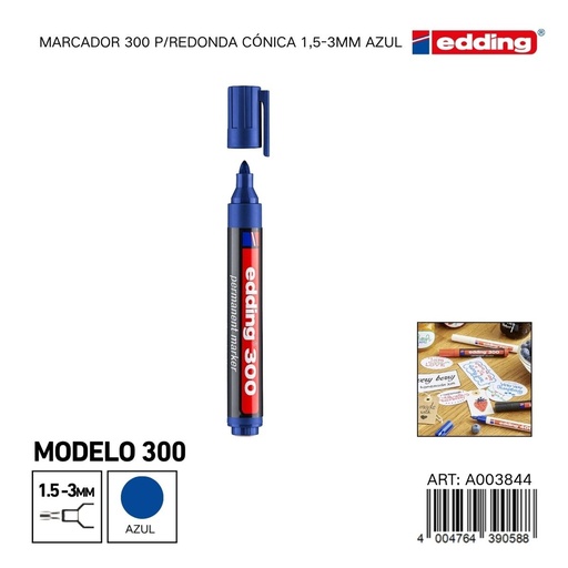 [A003844] EDDING marcador 300 p/redonda cónica 1.5-3mm azul - Material de oficina