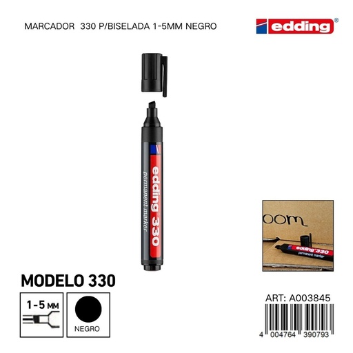 [A003845] Marcador Edding 330 de punta biselada 1-5 mm negro - Papelería y útiles de escritura