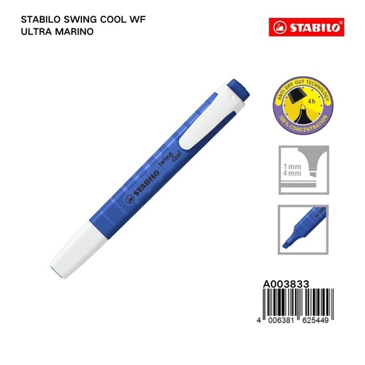 [A003833] Marcador estabilo 1mm + 4mm color azul marino STABILO SWING COOL - Marcadores de colores