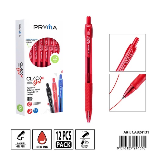 [0242945] Bolígrafo secado rápido 0.7 mm 12 piezas rojo - Herramientas de escritura y papelería