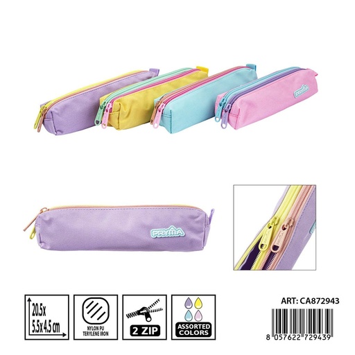 [0241918] Estuche cremallera PRYMA 20.5x5.5x4.5 cm color pastel - Estuches y mochilas