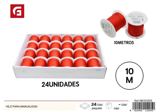 [186311205] Hilo de jade 0.8mm 10M rojo oscuro - Accesorios de costura y manualidades