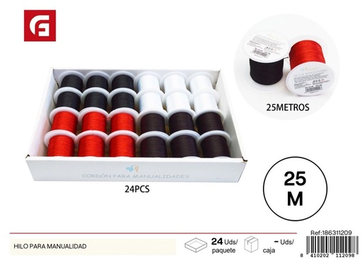 [186311209] Hilo perla 6 hebras 25M en negro, blanco, rojo y café - Accesorios de costura y manualidades