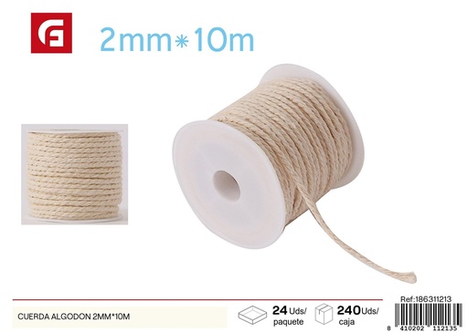 [186311213] Cuerda de algodón 2mm*10m - Accesorios de costura y manualidades