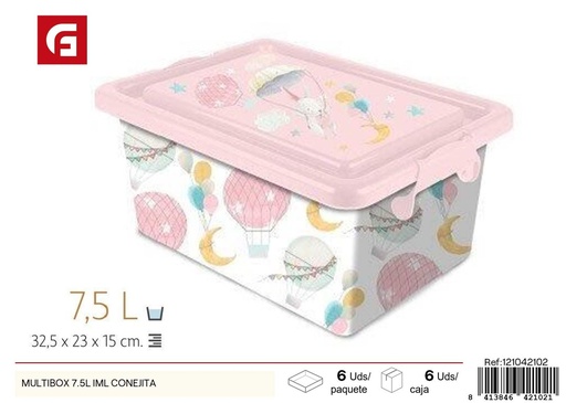 [121042102] Contenedor de almacenamiento de 7.5 litros IML con diseño de conejita - Organización del hogar