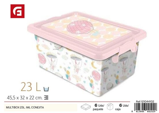 [121044102] Caja de almacenamiento 23L con diseño de conejita - Artículos de organización y almacenamiento