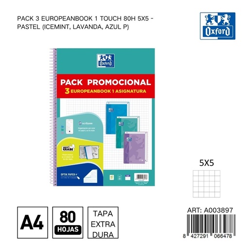 [A003897] Pack 3 OXFORD 5X5 - Notas para estudiantes con diseño único