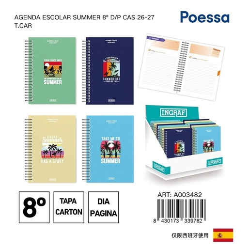 [A003482] Agenda escolar Summer 8º D/P - Material escolar y agendas