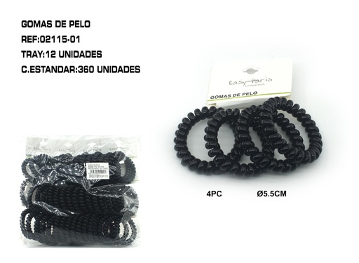 [021155-01] Coletero de cable 5.5 cm 12/u - Accesorios para el cabello y coleteros