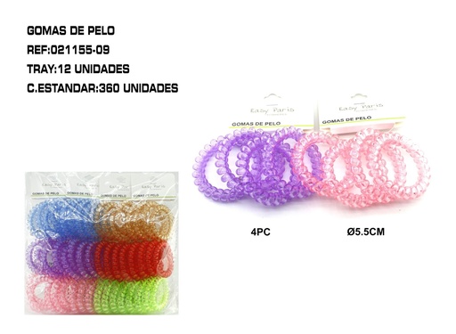 [021155-09] Coletero de cable 5.5 cm 12/u - Accesorios para el cabello y coleteros