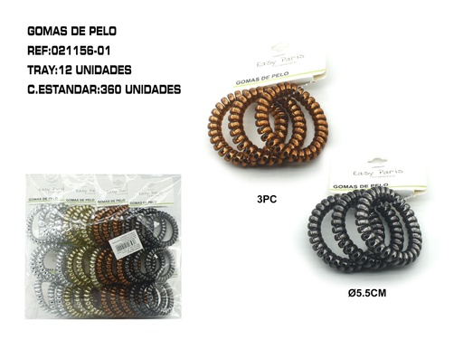 [021156-01] Coletero de cable 5.5 cm 12/u - Accesorios para el cabello y coleteros