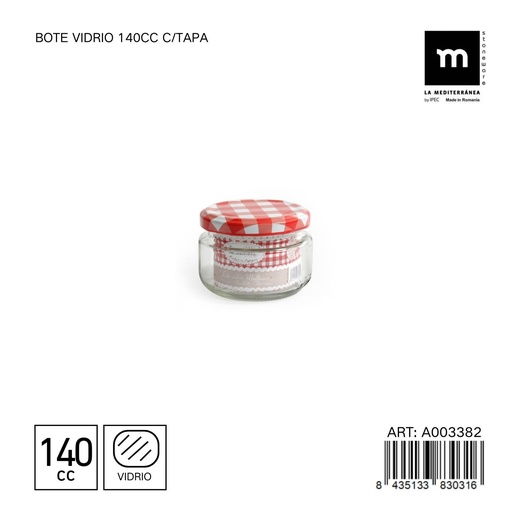 [A003382]  Bote de vidrio 140cc con tapa - Tarros y almacenamiento