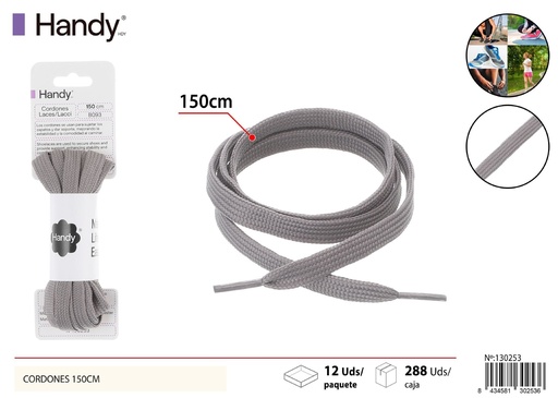 [130253] Cordones planas grises de 150 cm - Accesorios para calzado