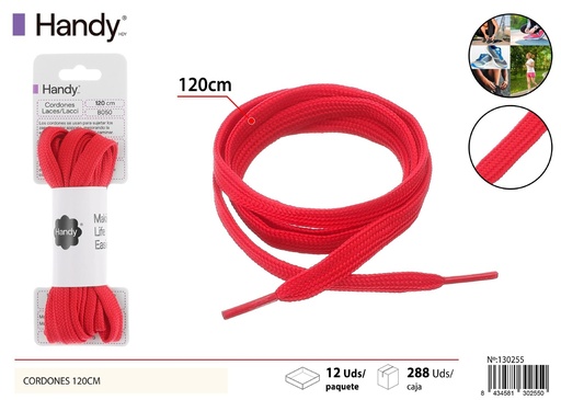 [130255] Cordones planas rojas de 120 cm - Accesorios para calzado