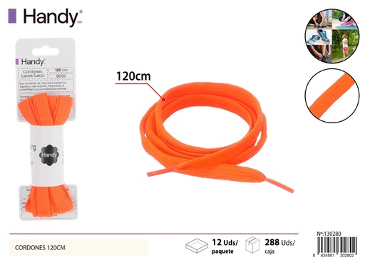 [130280] Cordones planas naranja fluorescente de 120 cm - Accesorios para calzado