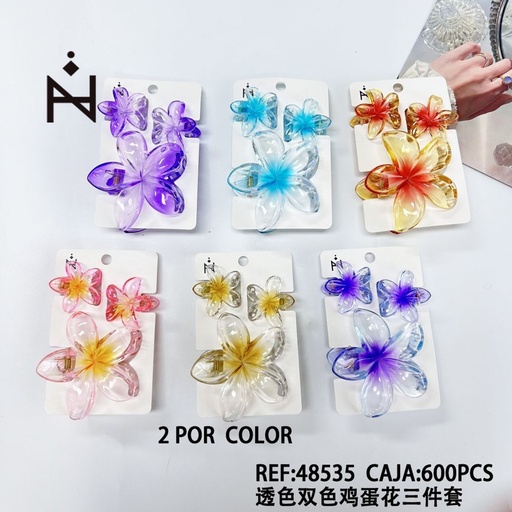 [8434832485353] Pack de 3 pinzas de pelo flor 12 unidades - Accesorios para el cabello y pinzas decorativas