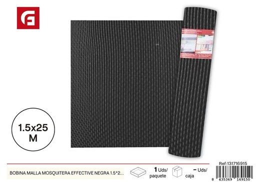 [131716915] Bobina malla mosquitera Effective negra 1.5x25 m - Accesorios de verano y mosquiteras