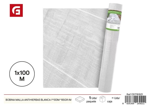 [131716921] Bobina malla antihierbas blanca 1x100 m - Accesorios de jardín