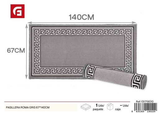 [131719010] Pasillera Roma gris 67x140 cm - Alfombras decorativas y textiles para el hogar