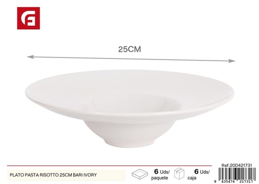 [200421731] Plato de pasta y risotto 25 cm color marfil BARI - Vajilla de cerámica