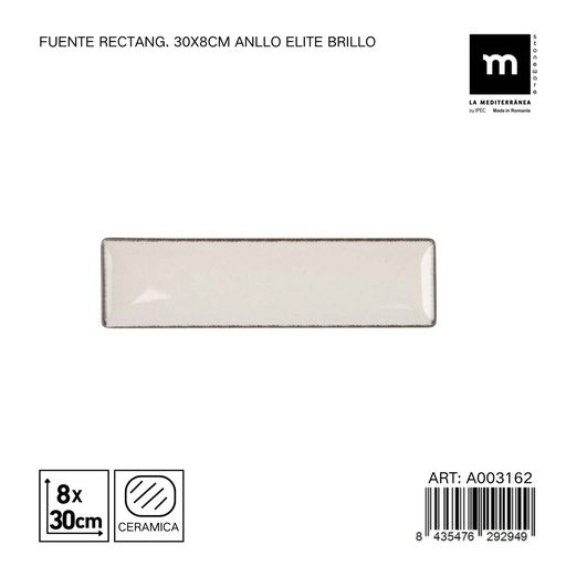 [A003162] Fuente rectangular de cerámica 30x8 cm ANLLO Elite - Utensilios para servir