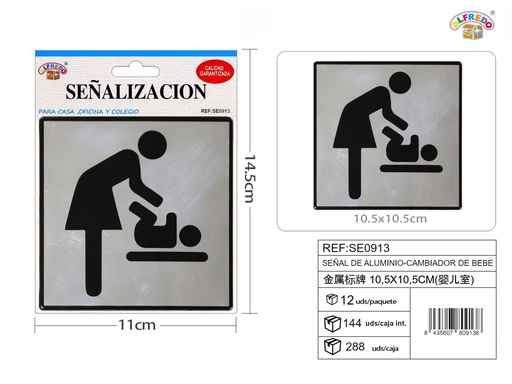 [SE0913] Señal de aluminio cambiador de bebé 10.5x10.5 cm - Señales de advertencia y seguridad
