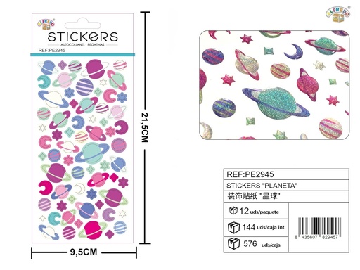 [PE2945] Stickers planeta 9.5x21.5 cm - Novedades y decoración