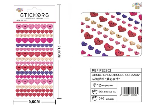 [PE2952] Stickers emoticono corazón 9.5x21.5 cm - Novedades y decoración