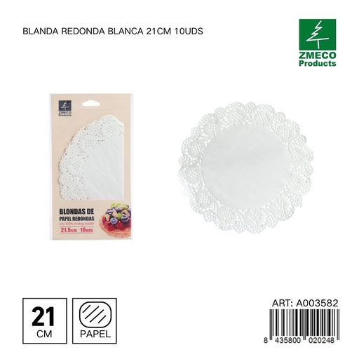 [A003582] Papel para tartas blando redondo 21 cm 10 uds - Utensilios de repostería y horneado