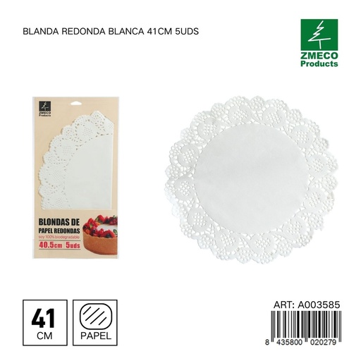[A003585] Papel para tartas blando redondo 41 cm 5 uds - Utensilios de repostería y horneado